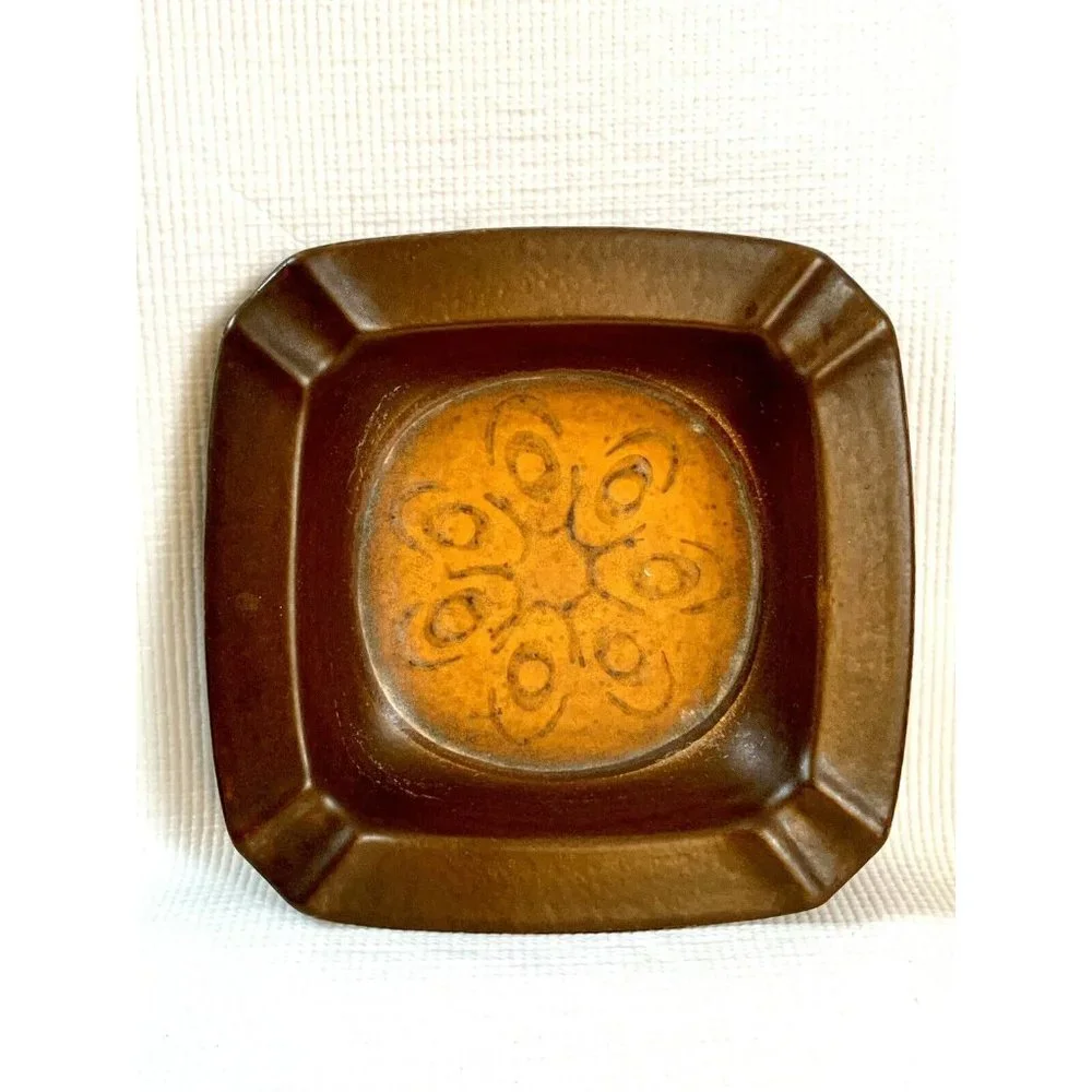 Vintage Art Deco MCM Pottery Ashtray Germany Numbered Tobacciana
